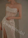 Sexy Strapless Sleeveless Side slit Sheath Long Prom Dress,SW1968