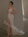 Sexy Strapless Sleeveless Side slit Sheath Long Prom Dress,SW1968