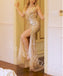 Sexy V-neck Sleeveless Side slit Sheath Long Prom Dress,SW1970