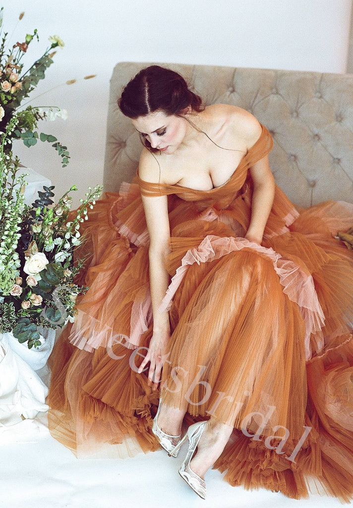 Elegant Off shoulder Sleeveless A-line Long Prom Dress,SW1955