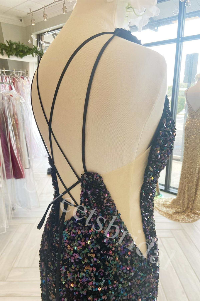 Sexy V-neck Sleeveless Side slit Sheath Long Prom Dress,SW1979