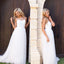 Simple Lace Top Spaghetti Straps A Line Sweep Trailing Long Wedding Dresses ,MD434