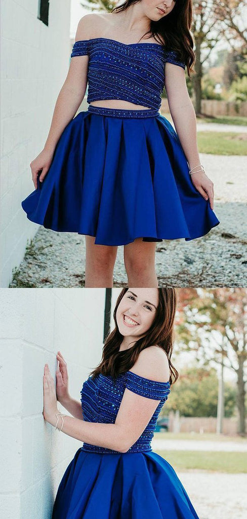 Gorgeous Off The Shoulder With Rhinestone A Line Short Homecoming Dress, BTW168