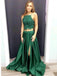2 Pieces Green Lace Top Side Slit Long Evening Prom Dresses, BW0606
