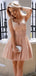 Elegant Dusty Pink Lace Applique Tulle A Line Short Homecoming Dresses, BTW277