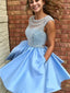 Gorgeous Round Neck Open Back Beaded A Line Short Homecoming Dress, BTW252