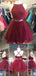 Two Pieces Lace Top Criss-cross Tulle A Line Short Homecoming Dress, BTW233