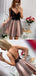 Pretty Deep V Neck Lace Top Tulle A Line Short Homecoming Dress, BTW255