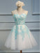 Affordable Sweetheart Lace Applique A Line Short Homecoming Dress, BTW237