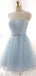 Pretty Light Blue Round Neck Tulle A Line Short Homecoming Dress, BTW259