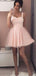 Simple Sweetheart Light Pink Tulle A Line Short Homecoming Dress, BTW167