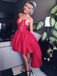 Fashion Spaghetti Strap A Line Lace Top High Low Short Homecoming Dress, BTW140