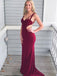 Unique Burgundy Sweet Heart Backless Sweep Train Evening Prom Dresses, SW0054