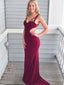 Unique Burgundy Sweet Heart Backless Sweep Train Evening Prom Dresses, SW0054