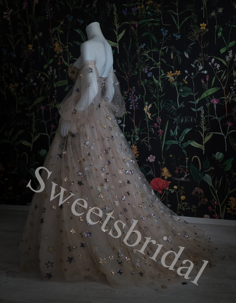 Elegant Off shoulder Sweetheart Side slit A-line Long Prom Dress,SW1972