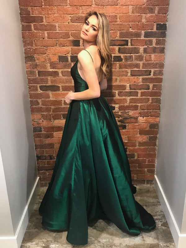 Forest Green Prom Dress Open Back