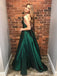 Pretty Green Spaghetti Strap Open Back V-Neck Floor Length Evening Prom Dresses, SW0033