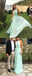 Chic Mint Green Halter Backless Floor Length Evening Prom Dresses, SW0029