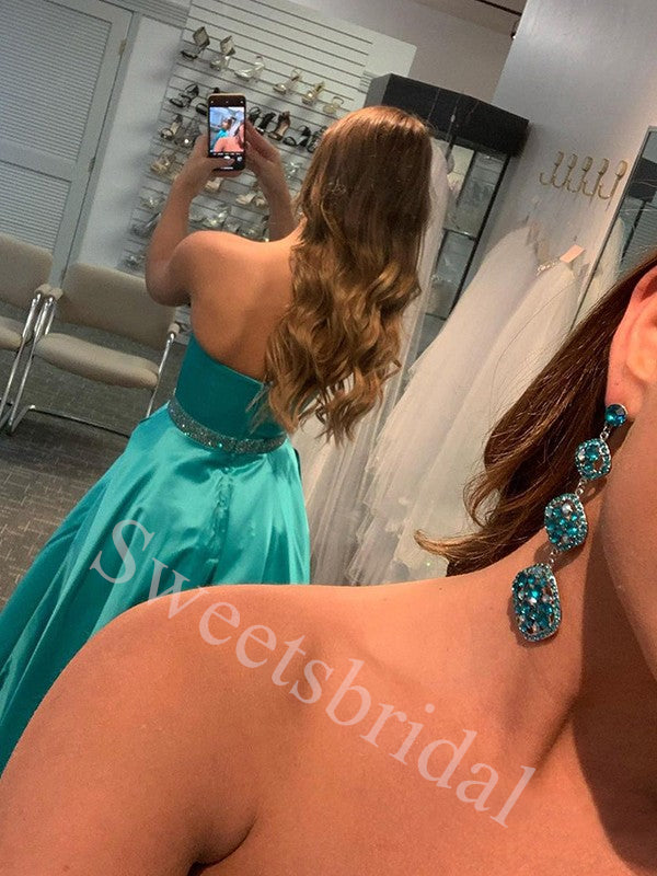 Elegant Strapless Sleeveless A-line Prom Dresses,SW1852