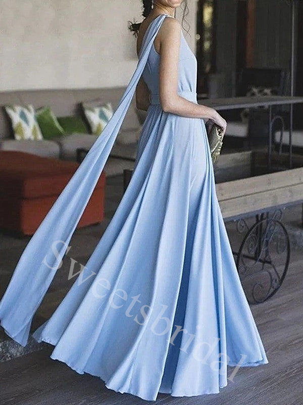 Elegant One-shoulder Sleeveless A-line Prom Dresses,SW1862