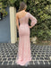 Sexy One shoulder Sleeveless Side slit Sheath Prom Dresses,SW1906