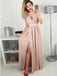Gorgeous Pink Halter Key Hole Side Slit Unique Back Design Long Evening Prom Dresses, SW0060
