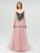 Fashion Round Neck A-line With Beads Long Prom Dresses, MD610