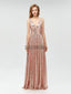 Sparkly Sequin Sleeveless V Back A-line Long Prom Dresses, MD608