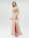 Sexy V Neck Chiffon V Neck A-line With Beads Long Prom Dresses, MD609