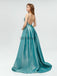 Unique Taffeta Backless A-line Long Prom Dresses With Beads,MD603