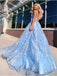 Sexy V-neck Spaghetti straps Sleeveless A-line Prom Dresses,SW1931