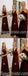 Mismatched Burgundy V-neck Halter A-line Long Bridesmaid Dresses,SWE1267