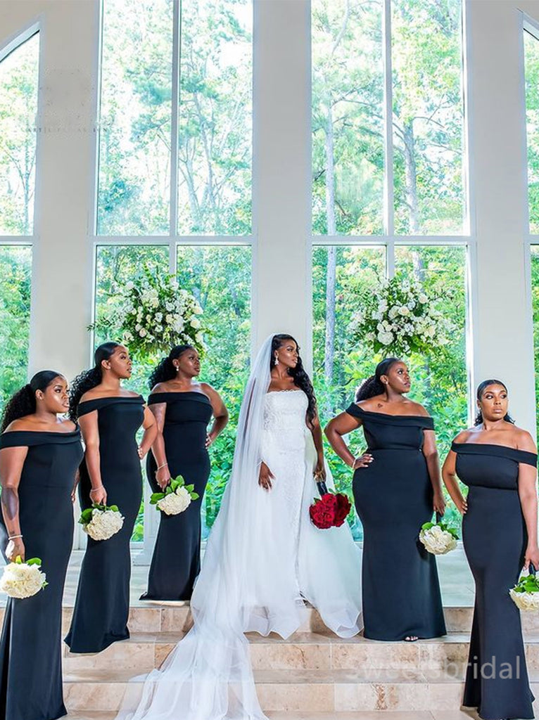 Simple Off-shoulder Mermaid Elegant Pretty Long Bridesmaid Dresses, SWE1327