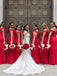 V-neck Side slit Mermaid Elegant Simple Pretty Long Bridesmaid Dresses, SWE1331
