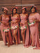 Mismatched One-shoulder Side slit Mermaid Elegant Simple Pretty Long Bridesmaid Dresses, SWE1334