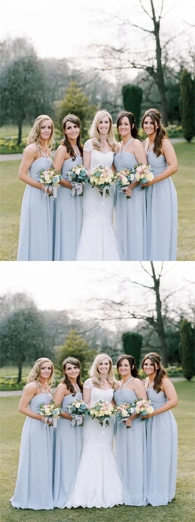 Halter Pleats A-line Elegant Simple Pretty Long Bridesmaid Dresses,SWE1320
