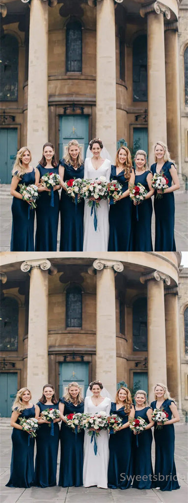 Mismatched Square A-line Elegant Simple Pretty Long Bridesmaid Dresses, SWE1328