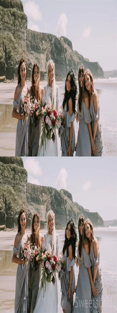 Off-shoulder Spaghetti straps Elegant Simple Pretty Long Bridesmaid Dresses, SWE1323