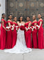 V-neck Side slit Mermaid Elegant Simple Pretty Long Bridesmaid Dresses, SWE1331