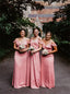 Off-shoulder Ruffle Spaghetti straps Elegant Simple Pretty Long Bridesmaid Dresses, SWE1324