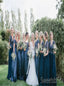 V-neck Beading Elegant A-line Simple Pretty Long Bridesmaid Dresses,SWE1302