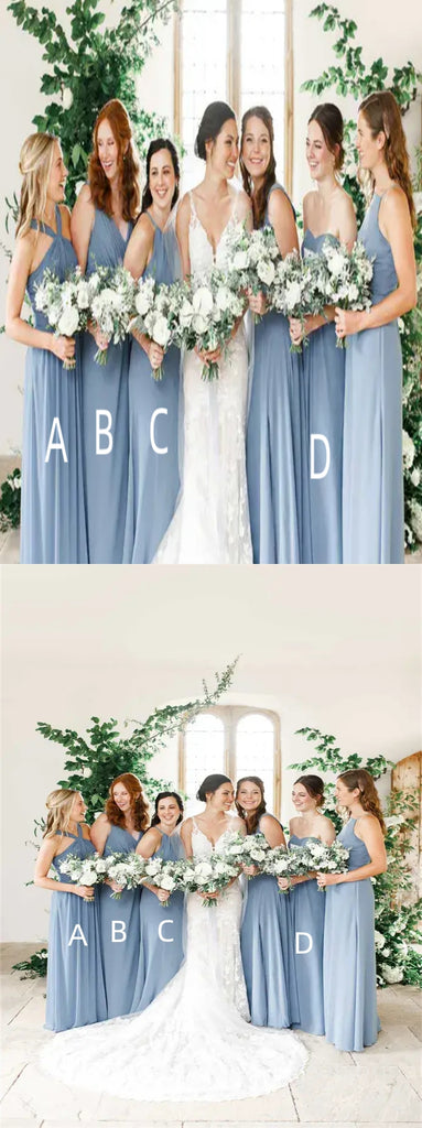 Mismatched Halter Sweetheart A-line Elegant Simple Pretty Long Bridesmaid Dresses,SWE1307