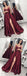 Chic Burgundy Spaghetti Strap Side Slit Backless Long Evening Prom Dresses, BW0597