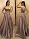 Pretty Deep V-Neck Open Back Long Evening Prom Dresses, BW0612