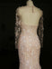 Gorgeous Pink Long Sleeves Applique Mermaid With Train Wedding Dresses, WD1118
