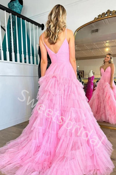 Elegant V-neck Sleeveless A-line Long Prom Dress,SW2023