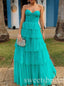 Elegant Sweetheart Ruffles Sleeveless A-line Long Prom Dress,SWS2456