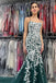Dark Green Lace Applique Sleeveless Mermaid Floor Length Prom Dress,SWS2246