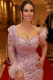 Sparkly Sweetheart Long Sleeves Mermaid Floor Length Prom Dress,SWS2201