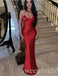 Red V-neck Sleeveless Mermaid Long Prom Dress,SWS2467